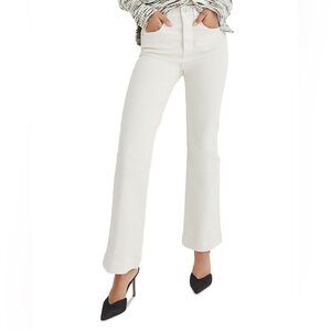 Veronica Beard Carson Ankle Flare High Rise White Jeans